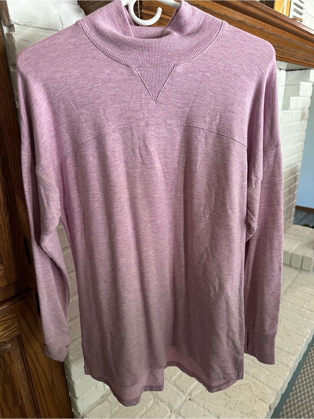 L.L.Bean Rose Pink Ribbed Mock Neck Pullover